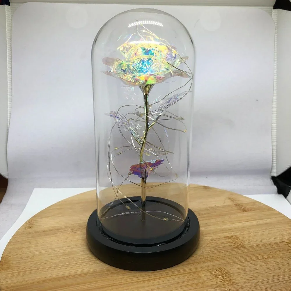 Valentine's Day Gifts for Her, Purple Rose in Glass Dome, Light up Forever Rose